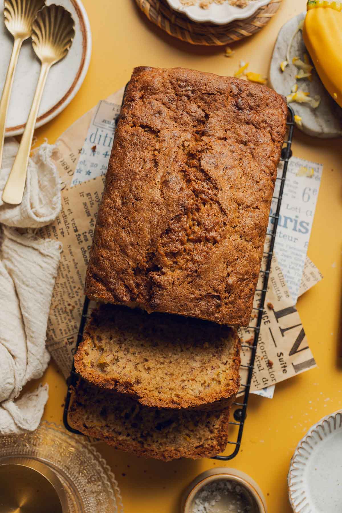 yellow squash bread on a wire rack