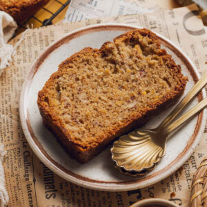 a slice of yellow squash bread