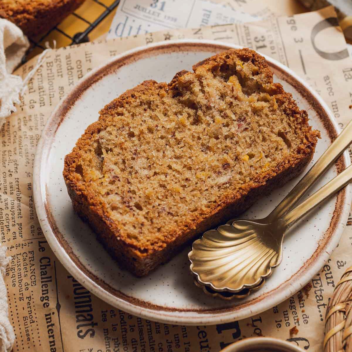 a slice of yellow squash bread